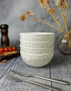Набор салатников Cosy & Trendy Feston белый 500 мл, 4 шт., керамика Cosy&Trendy