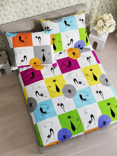 Простынь на резинке Кот Коттон "Черный кот" 120х200 см