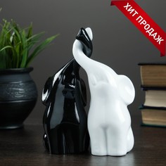 Хорошие сувениры Фигура "Пара слонов" черный/белый, 7х12х16см