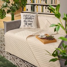 Покрывало 2-спальное 180х200 см стеганое Silvano Жатка Элегант молочное AI-0404010