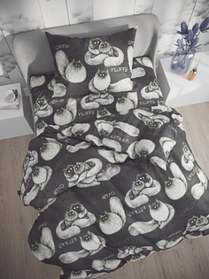 Постельное белье Кот Коттон "Fluffy" 1,5-сп