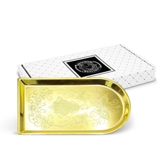 Поднос для чая с гравировальным рисунком Бабочки латунный Кольчугинский мельхиор