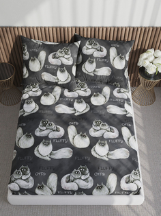Простыня на резинке Кот Коттон "Fluffy" 180х200