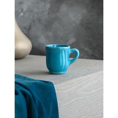 Керамика ручной работы Кружка "Фарах", 200 мл, синяя, керамика, Иран