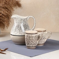 Керамика ручной работы Набор посуды "Персия", керамика, серый, 3 предмета: кувшин 1.5 л, к