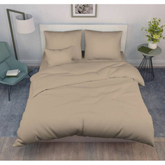 Простыня Ивановотекстиль 200х200 на резинке поплин Кофе с молоком (борт 25 см)