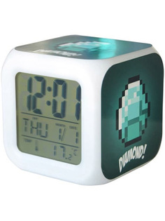 Настольные часы будильник Майнкрафт Алмаз Minecraft (подсветка, 7,7 см) Star Friend