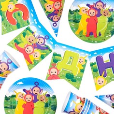 Набор бумажной посуды на 6 персон "С Днем Рождения", Телепузики No Brand
