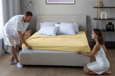 Простыня на резинке Трикотажная бежевая 200х200х20 Ecotex