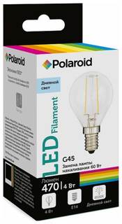 Лампа светодиодная Polaroid 220V FIL G45 4W 6500K E14 470lm