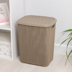 Корзина универсальная с крышкой Вязь, 40 л, 37?30?47 см, цвет капучино Violet