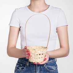 Корзина плетёная, бамбук, натуральный цвет, (цилиндр), средняя No Brand