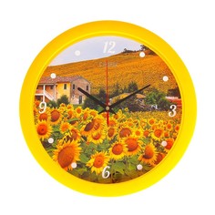 Часы настенные, серия: Цветы, "Подсолнечник", плавный ход, d=28 см No Brand