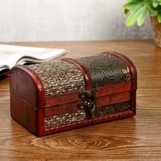 Шкатулка дерево состаренная "Завитки и сеточка" сундучок8х13х9 см Sima-Land