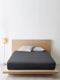 Простыня на резинке поплин гл/кр "Ночь Нежна" Графит, 140 х 200