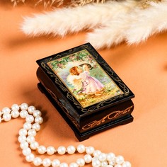 Шкатулка «Ангел с котёнком», 6х9 см, лаковая миниатюра No Brand