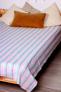 Простыня 150х220 бязь 1,5сп 100% хлопок 81190001 Полосы 3х цв. Кот Баюн