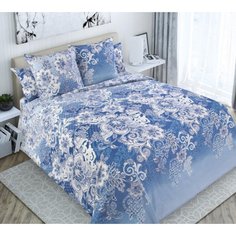 Простыня 200х200 на резинке бязь Ворожея голубой (борт 20 см) Ивановотекстиль