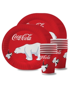 Набор одноразовой посуды ND Play "Coca-Cola" (тарелки, стаканы - по 12 шт.)