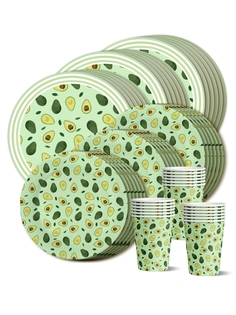 Набор одноразовой посуды ND Play "Авокадо-2" (тарелки 18 и 23 см, стаканы - по 18 шт.)
