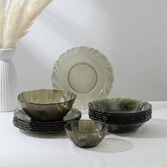 Ca del vetro Набор столовый Sea Brim Smoky, 14 предметов, дымка