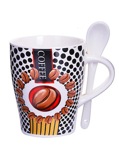 Кружка с ложкой для чая Loraine фарфор 340мл 28473