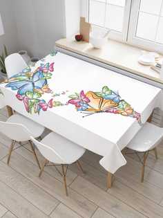Скатерть прямоугольная JoyArty "Раскраска с бабочками" из сатена, 120x145 см