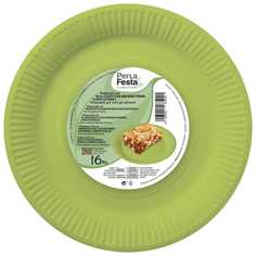 Тарелки одноразовые Perla Festa Laquet из бумаги и фольги 23 см 16 шт зеленые