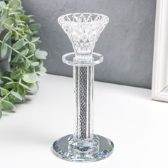 Подсвечник стекло на1 свечу "Узорный бутон" на ножке d=2 и 4 см 7,7х7,7х17 см No Brand