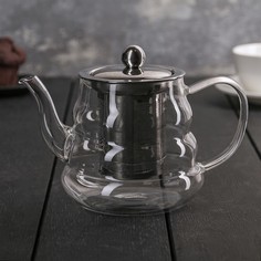Чайник стеклянный заварочный с металлическим ситом «Бриз», 600 мл No Brand