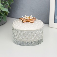 Шкатулка стекло, керамика "Золотой цветок" МИКС 6,5х8,5х8,5 см No Brand