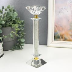 Подсвечник стекло на 1 свечу Колонна с бисером 23,5х6,5х6,5 см No Brand