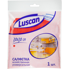 Салфетка хозяйственная Luscan из микрофибры универ 200г/м2 30х30см красная, (4шт.)
