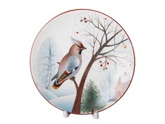 Тарелка декоративная Императорский фарфор Эллипс, Зимние птицы Январский свиристель 195 мм
