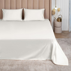 Простыня прямая Soft Box Жасмин 245x265 мако-сатин 100% хлопок белая