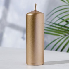 Свеча - цилиндр, 4х12 см, 20 ч, золото No Brand