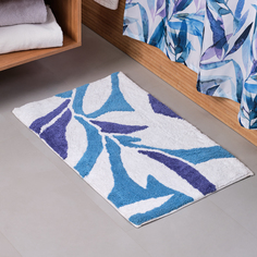 Мягкий коврик Akvarel для ванной комнаты 50х80 см., цвет белый голубой Moroshka
