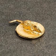 Сувенир кошельковый "Золотая Мышка на монете", олово, 0,6х2,2х1,6 см Sima Land