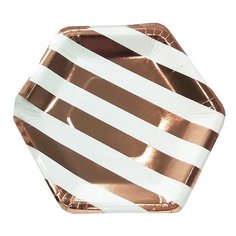 Тарелка White/Rose Gold полоска 20см 6шт 6058937 МФ Поиск