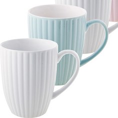 Набор кружек с рельефом Loraine LR-29467-4TW 330 мл. 2 шт. бирюзовые и 2шт. белые
