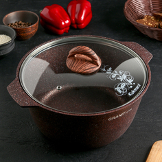 Кастрюля-жаровня Granit ultra, 5 л, стеклянная крышка, антипригарное покрытие, цвет коричн Kukmara