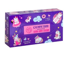 Салфетки бумажные в коробке Единороги 100 шт. No Brand