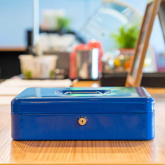 Шкатулка-сейф SAFEBURG Keeper-25 Blue Gloss металлический переносной ящик для денег
