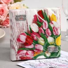 Салфетки бумажные New line FRESCO Тюльпаны, 2 слоя, 33x33 см, 20 шт. (2 шт) No Brand