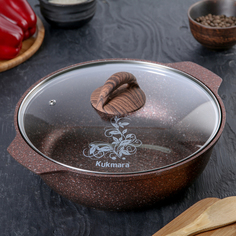 Кастрюля-жаровня Granit ultra, 3 л, стеклянная крышка, антипригарное покрытие, цвет коричн Kukmara