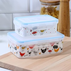 FoodVibes Набор контейнеров "Курочки", 2 штуки 0,5 л и 1,1 л
