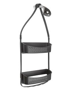 Полка подвесная двухуровневая пластиковая для душа черная W5682-bl Аквалиния