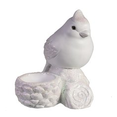 Подсвечник Птичка у шишечки (белый) 9*9*10см KSMR-715343/D112 No Brand