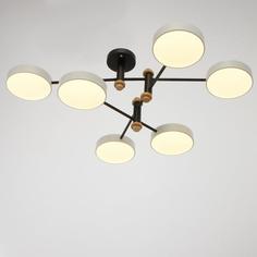 Люстра 625359/6 LED 78Вт 3 режима 3000-6000К черный-белый 85х85х30 см No Brand