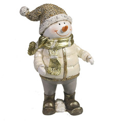Фигурка декоративная Снеговик на лыжах (золото) 10*7.5*17.5см KSMR-714181 No Brand